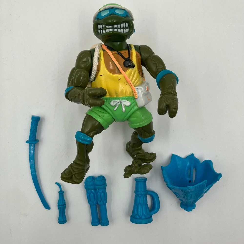 Vintage 1992 TMNT Lifeguard Leo Action Figure Playmates Leonardo 100% COMPLETE